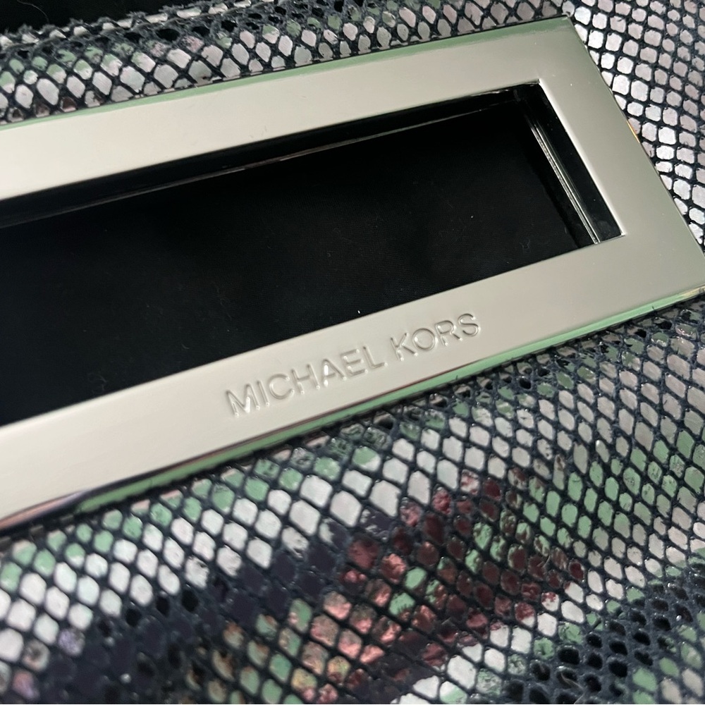 Michael Kors Metallic Snakeskin Clutch